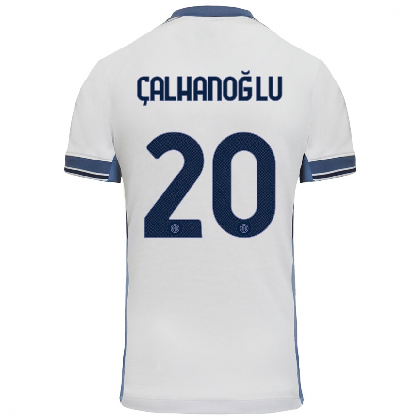 Kids Football Hakan Calhanoglu #20 White Grey Away Jersey 2024/25 T-Shirt