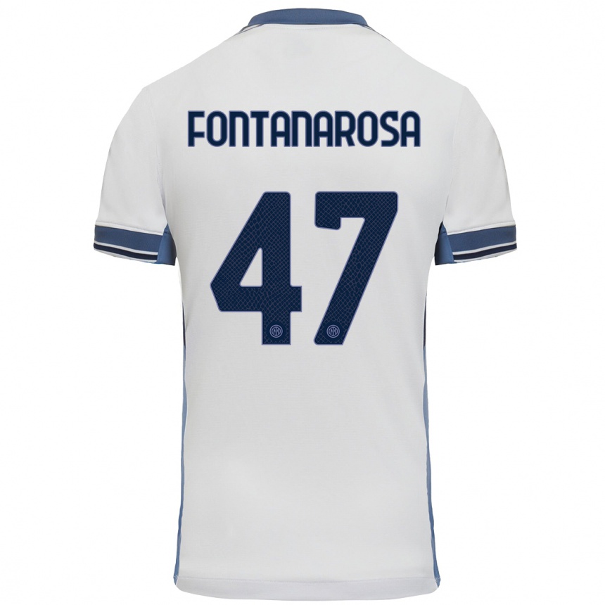 Kids Football Alessandro Fontanarosa #47 White Grey Away Jersey 2024/25 T-Shirt