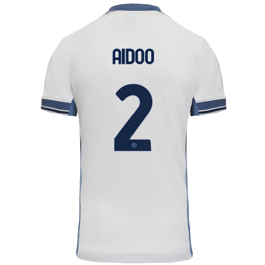 Kids Football Mike Aidoo #2 White Grey Away Jersey 2024/25 T-Shirt