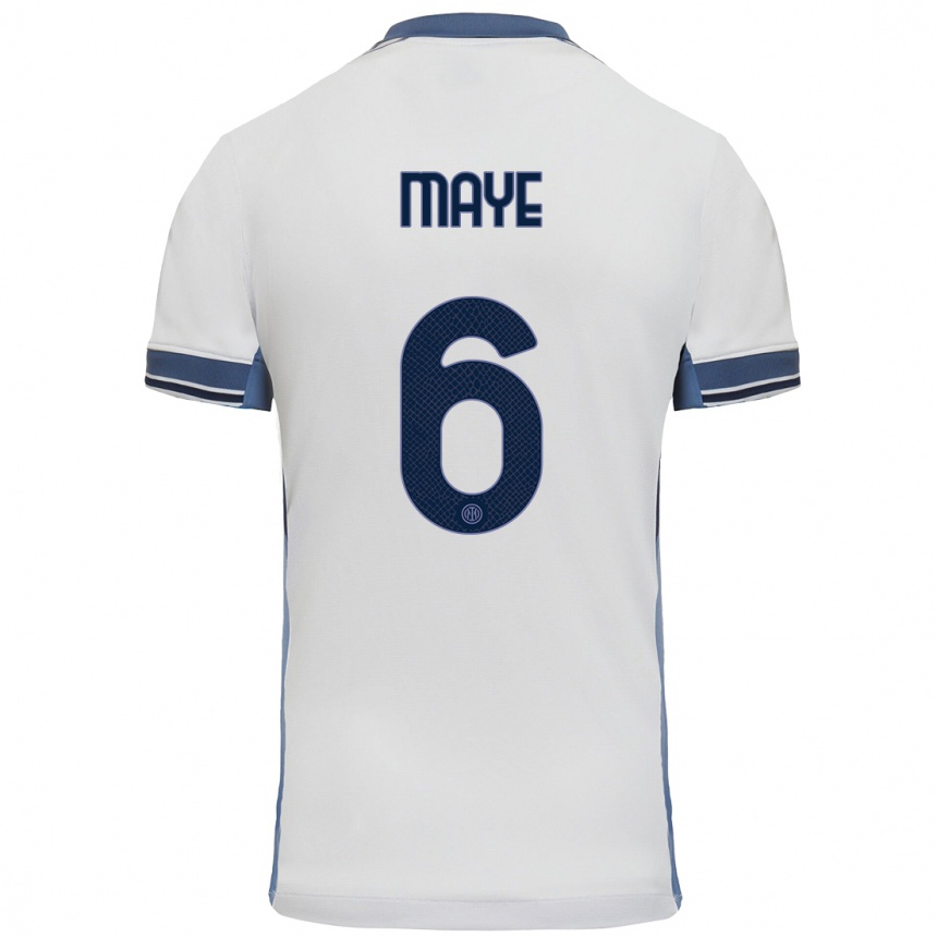 Kids Football Yvan Maye #6 White Grey Away Jersey 2024/25 T-Shirt