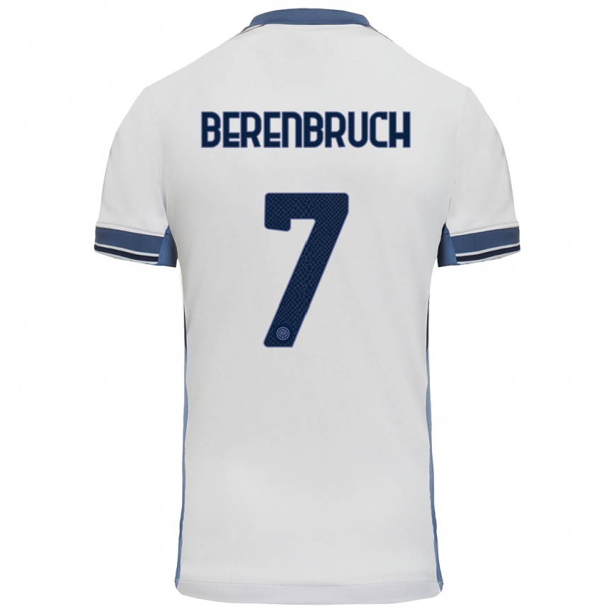 Kids Football Thomas Berenbruch #7 White Grey Away Jersey 2024/25 T-Shirt