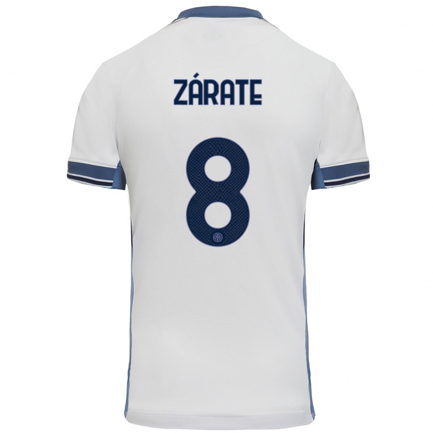 Kids Football Dilan Zárate #8 White Grey Away Jersey 2024/25 T-Shirt