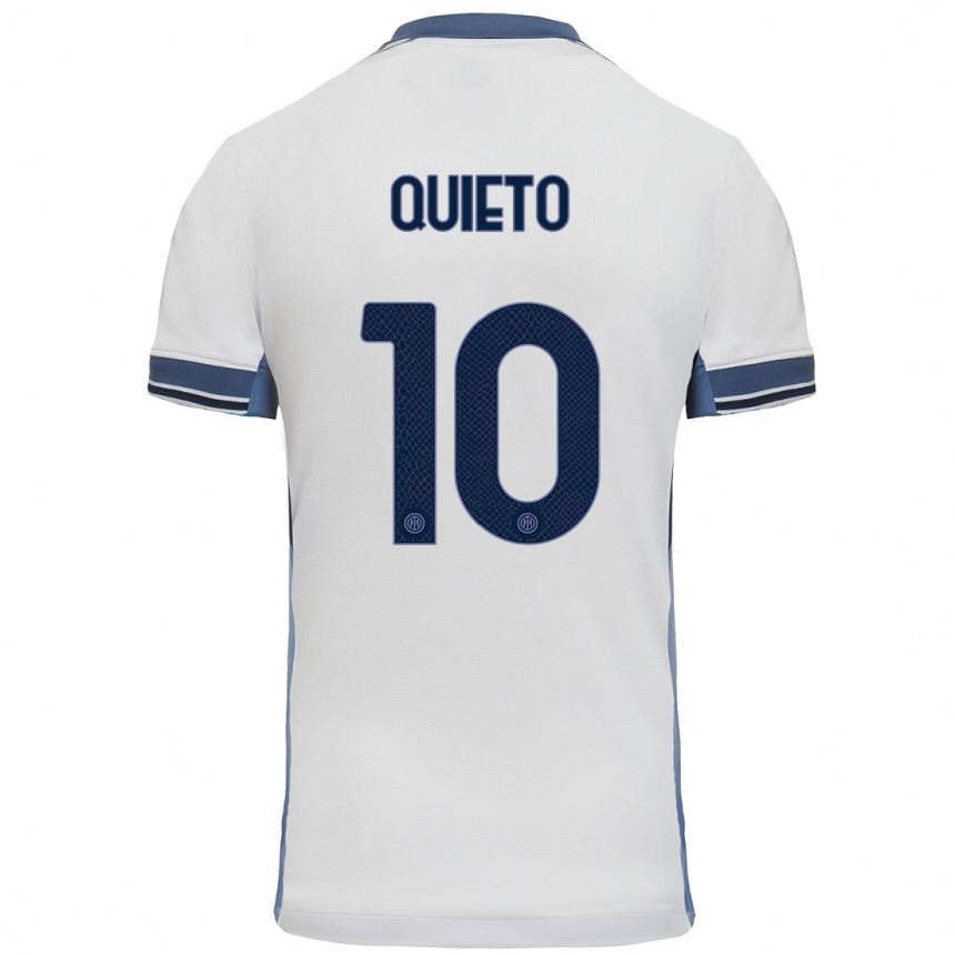 Kids Football Daniele Quieto #10 White Grey Away Jersey 2024/25 T-Shirt