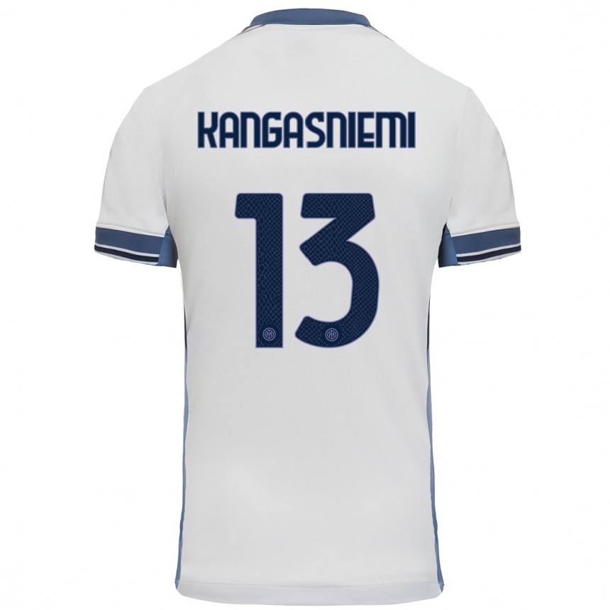 Kids Football Ilari Kangasniemi #13 White Grey Away Jersey 2024/25 T-Shirt