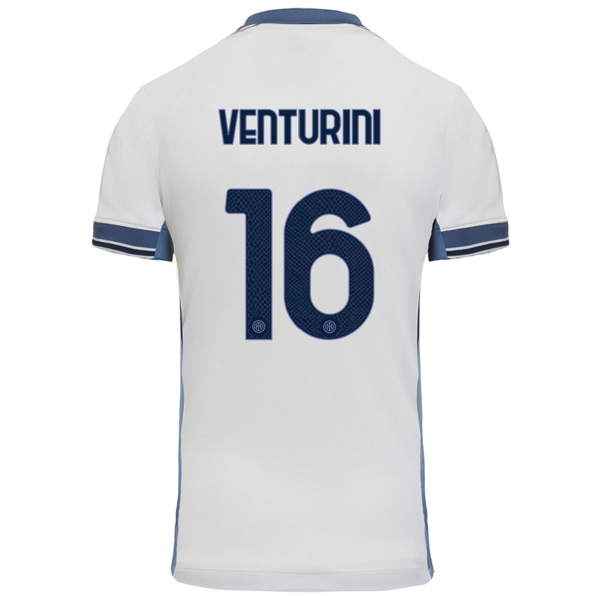 Kids Football Matteo Venturini #16 White Grey Away Jersey 2024/25 T-Shirt