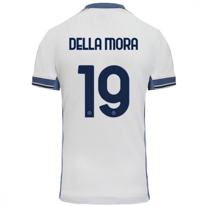 Kids Football Tommaso Della Mora #19 White Grey Away Jersey 2024/25 T-Shirt