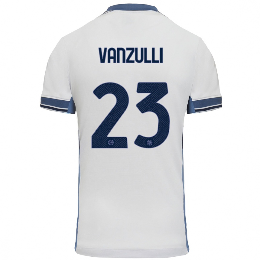 Kids Football Marco Vanzulli #23 White Grey Away Jersey 2024/25 T-Shirt