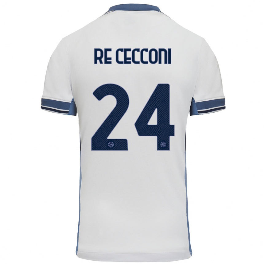 Kids Football Gabriele Re Cecconi #24 White Grey Away Jersey 2024/25 T-Shirt