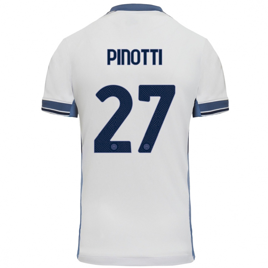 Kids Football Manuel Pinotti #27 White Grey Away Jersey 2024/25 T-Shirt