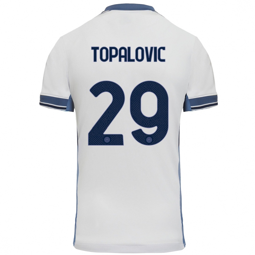 Kids Football Luka Topalovic #29 White Grey Away Jersey 2024/25 T-Shirt