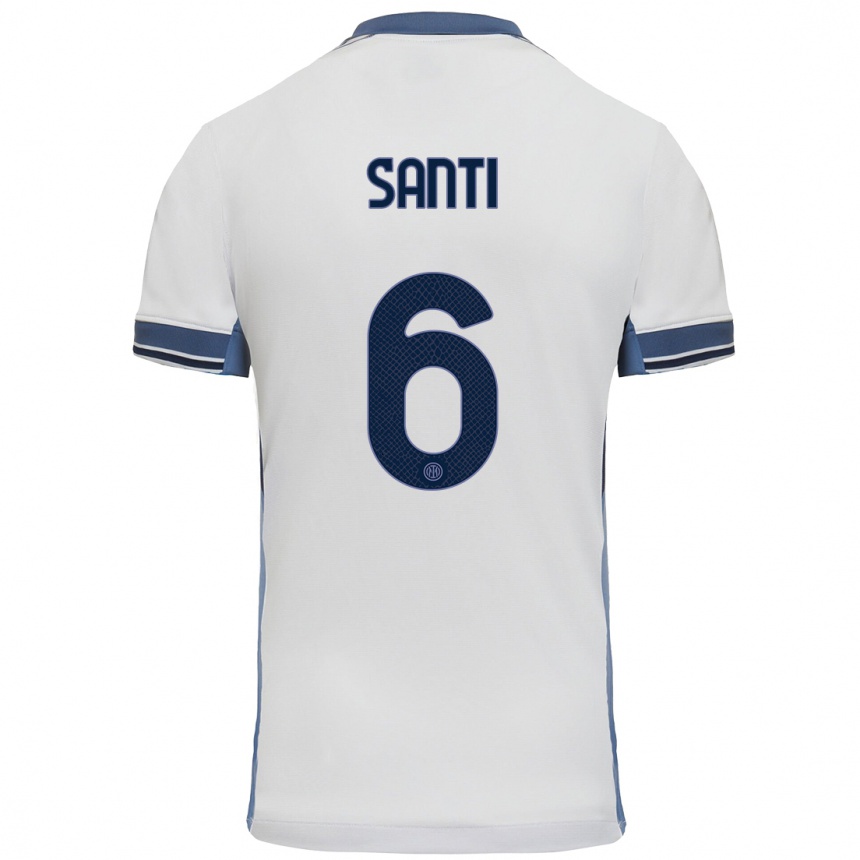 Kids Football Irene Santi #6 White Grey Away Jersey 2024/25 T-Shirt