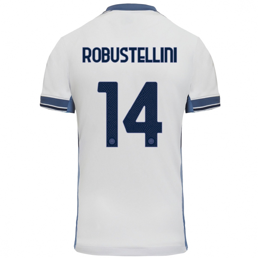 Kids Football Chiara Robustellini #14 White Grey Away Jersey 2024/25 T-Shirt