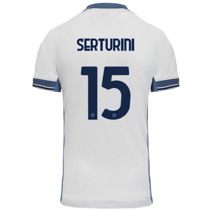 Kids Football Annamaria Serturini #15 White Grey Away Jersey 2024/25 T-Shirt