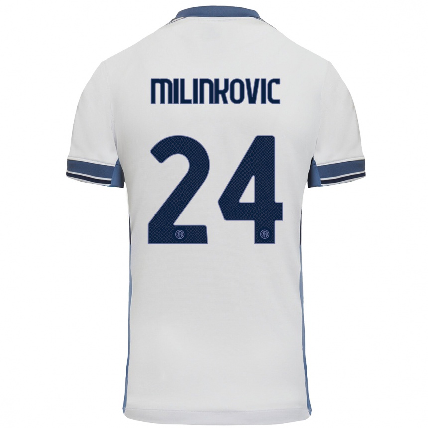 Kids Football Marija Milinković #24 White Grey Away Jersey 2024/25 T-Shirt