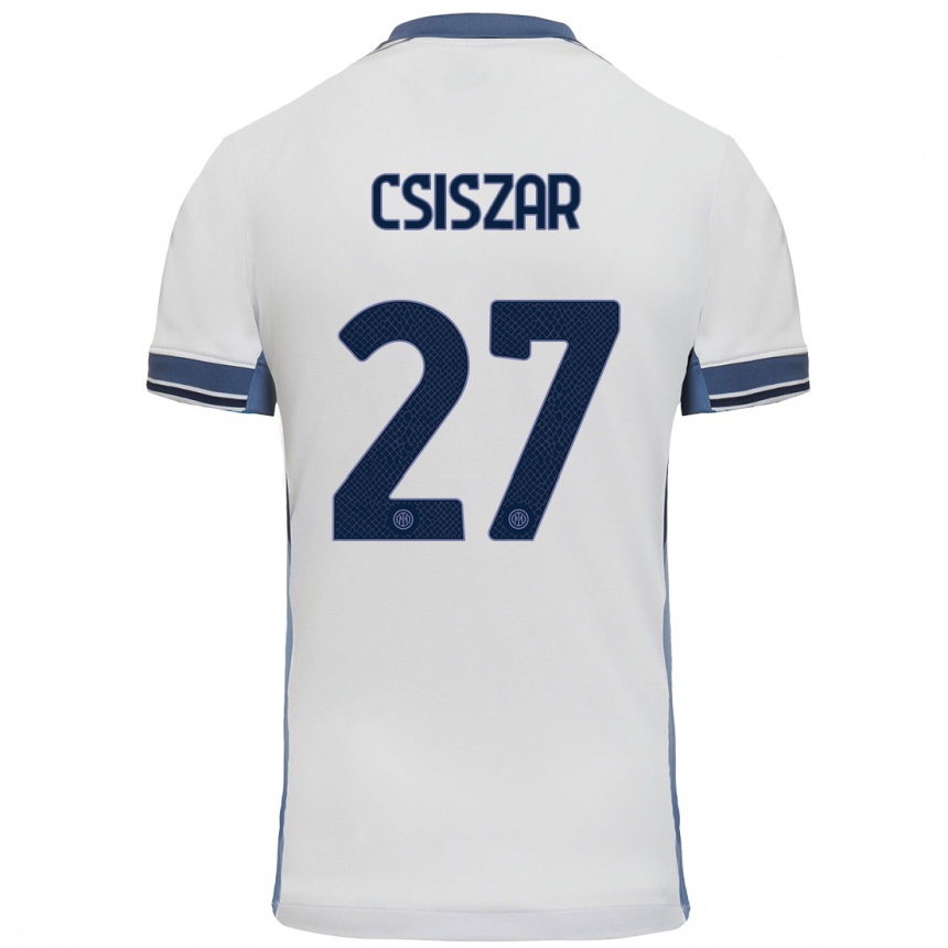 Kids Football Henrietta Csiszar #27 White Grey Away Jersey 2024/25 T-Shirt