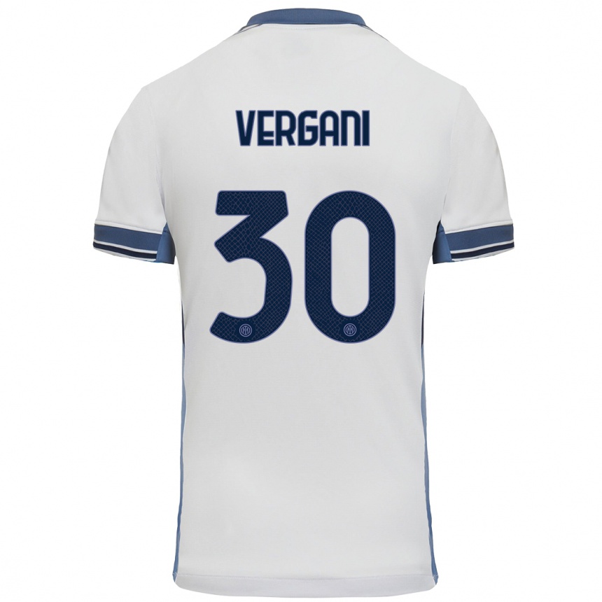 Kids Football Bianca Vergani #30 White Grey Away Jersey 2024/25 T-Shirt