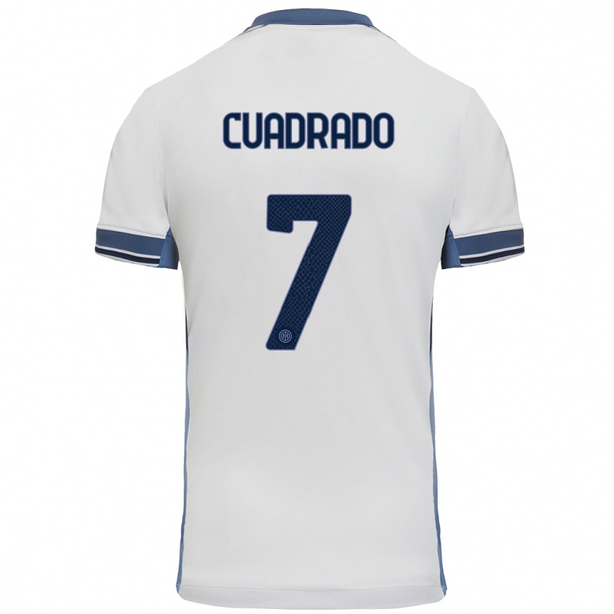 Kids Football Juan Cuadrado #7 White Grey Away Jersey 2024/25 T-Shirt