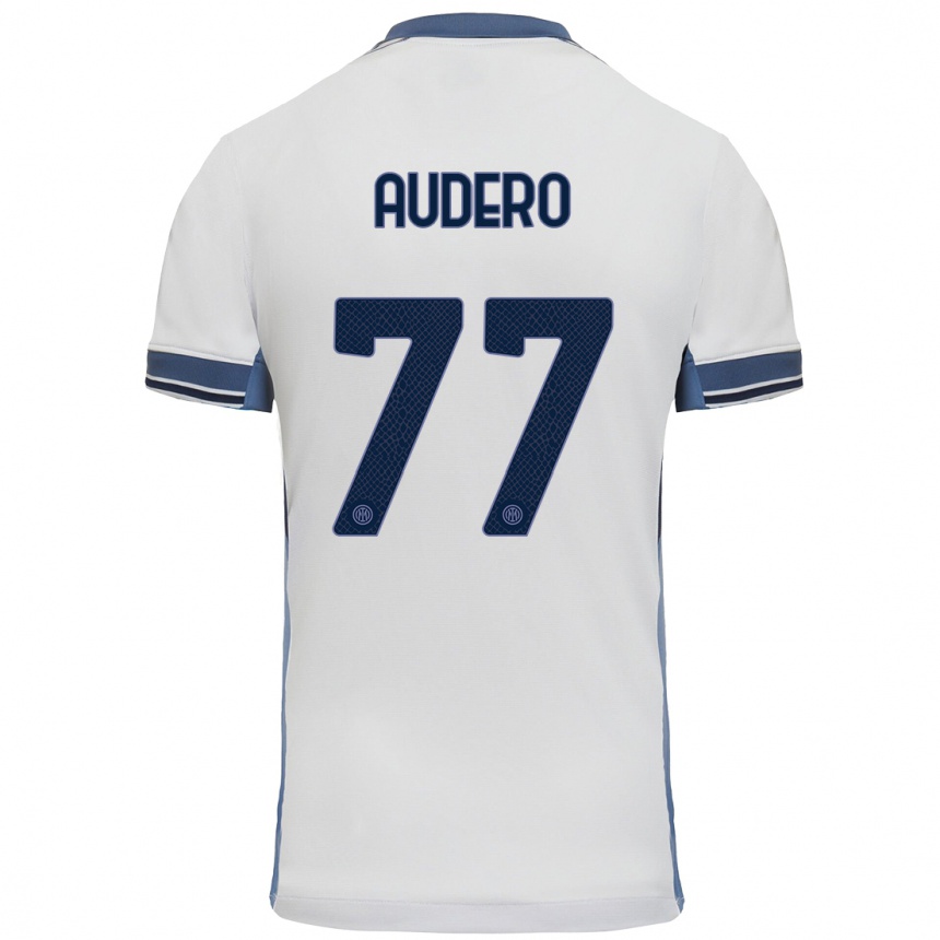 Kids Football Emil Audero #77 White Grey Away Jersey 2024/25 T-Shirt