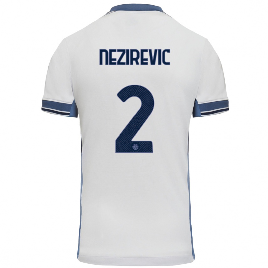 Kids Football Alem Nezirevic #2 White Grey Away Jersey 2024/25 T-Shirt