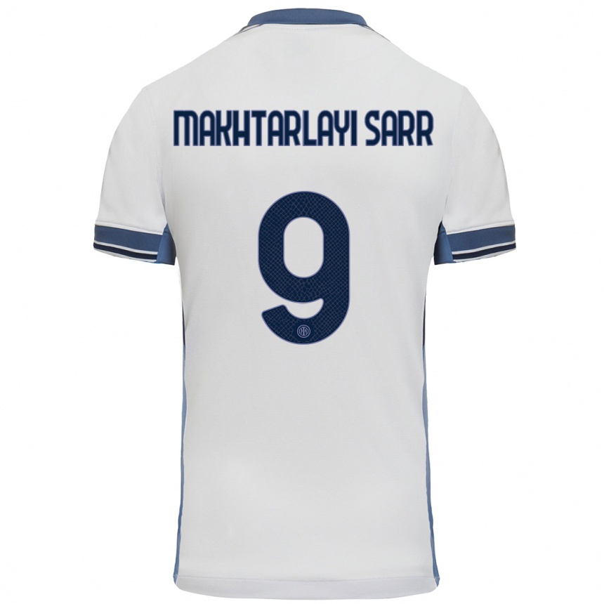 Kids Football Amadou Makhtarlayi Sarr #9 White Grey Away Jersey 2024/25 T-Shirt