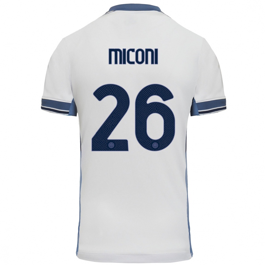 Kids Football Riccardo Miconi #26 White Grey Away Jersey 2024/25 T-Shirt