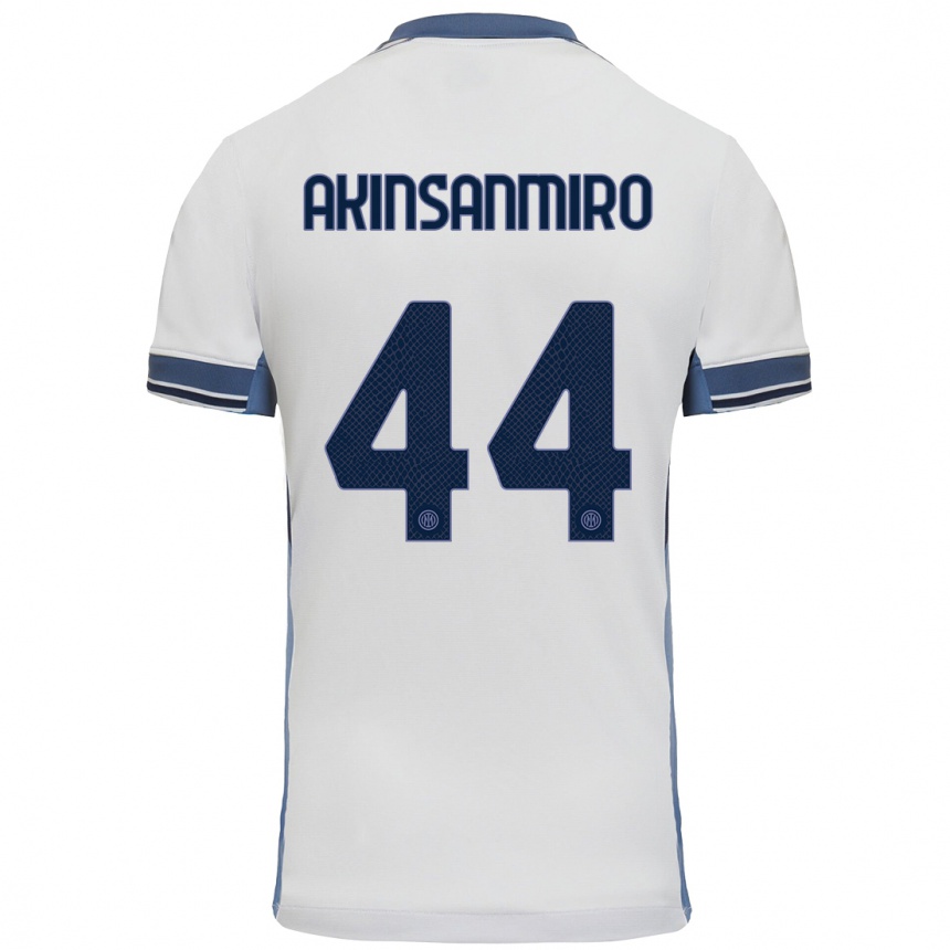 Kids Football Ebenezer Akinsanmiro #44 White Grey Away Jersey 2024/25 T-Shirt