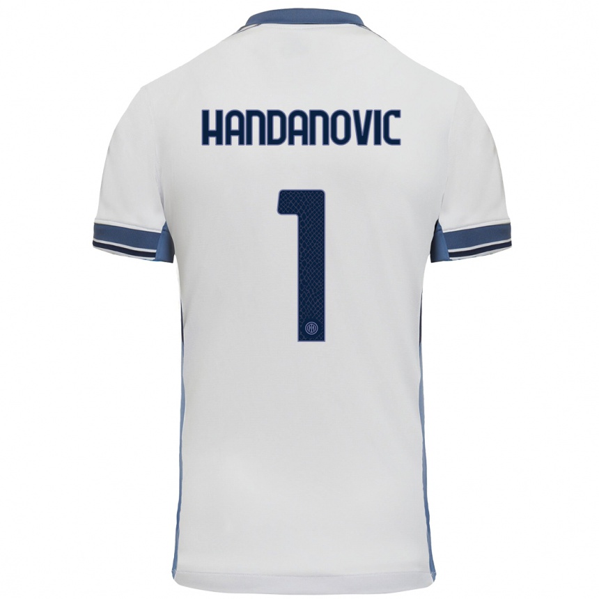 Kids Football Samir Handanovic #1 White Grey Away Jersey 2024/25 T-Shirt