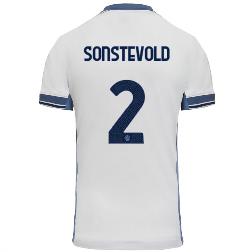 Kids Football Anja Sonstevold #2 White Grey Away Jersey 2024/25 T-Shirt