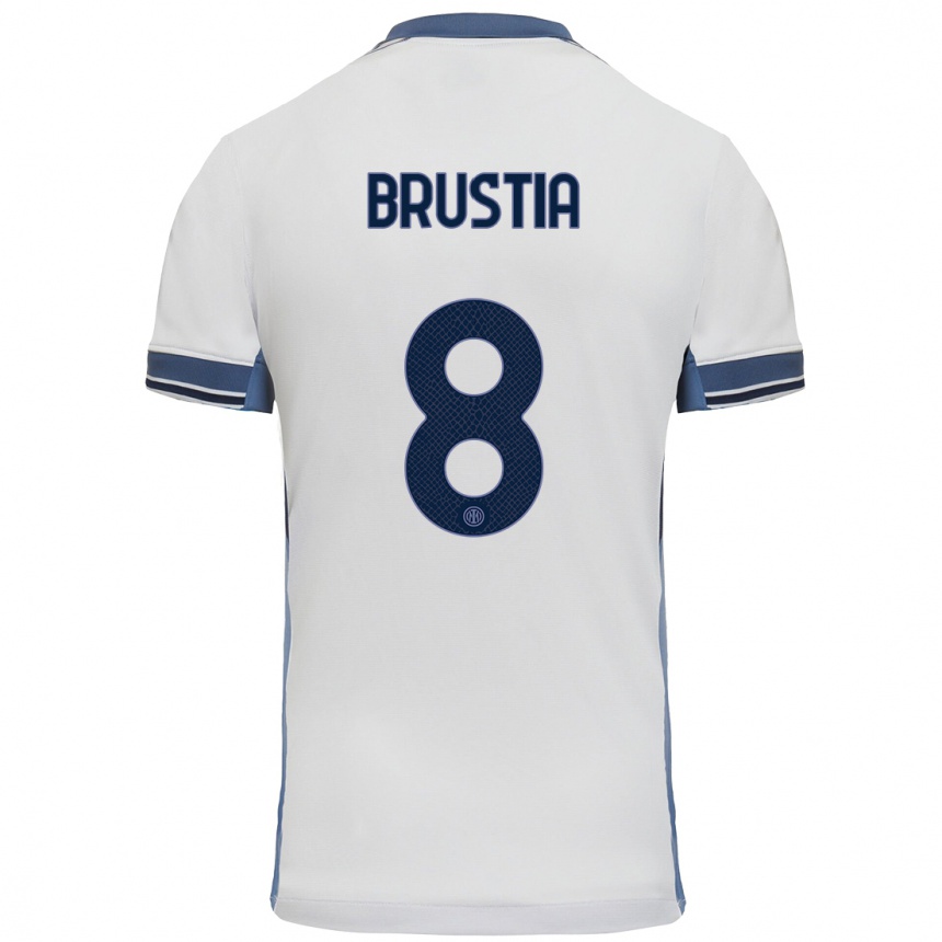 Kids Football Martina Brustia #8 White Grey Away Jersey 2024/25 T-Shirt