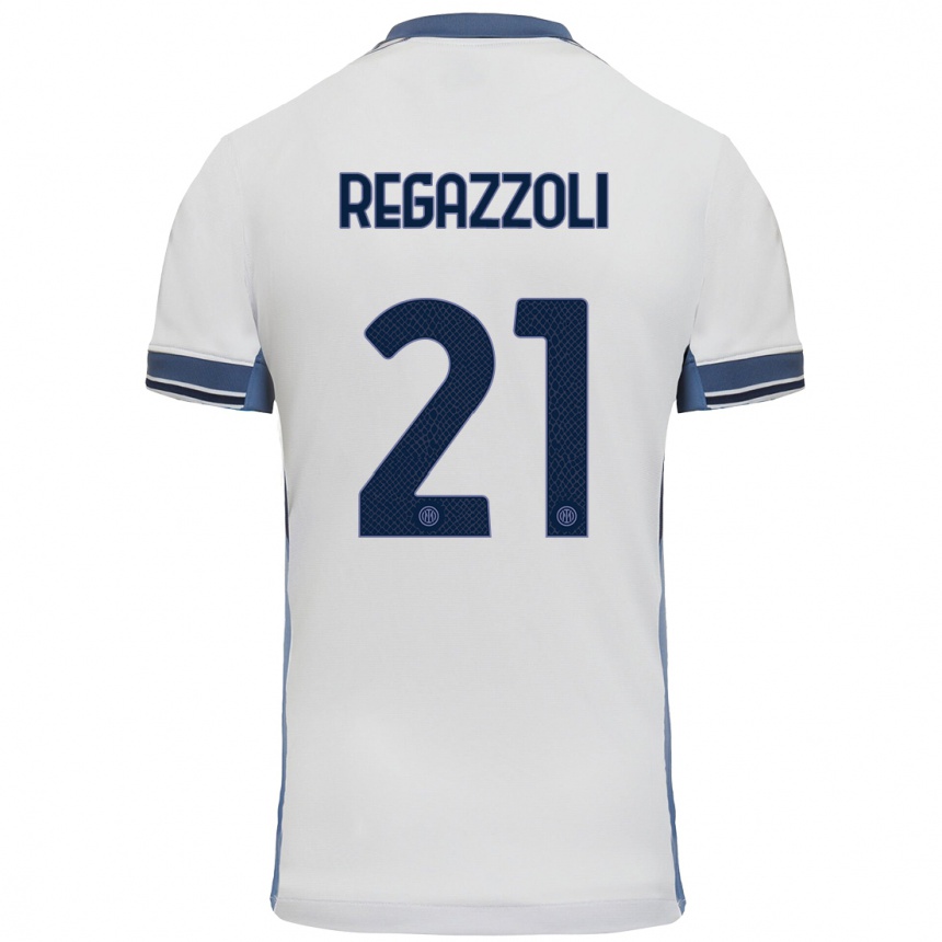 Kids Football Alice Regazzoli #21 White Grey Away Jersey 2024/25 T-Shirt