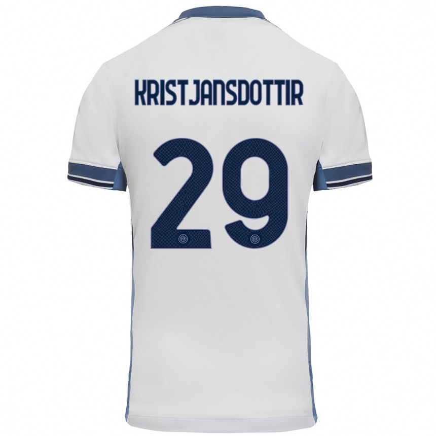 Kids Football Anna Bjork Kristjansdottir #29 White Grey Away Jersey 2024/25 T-Shirt