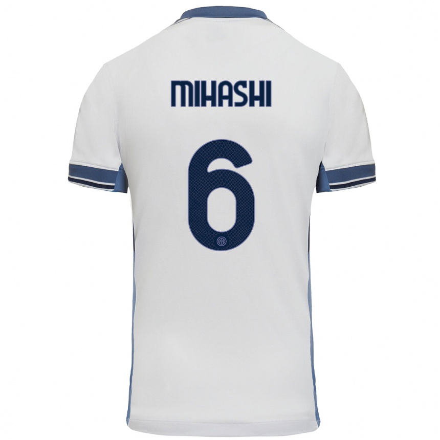 Kids Football Mana Mihashi #6 White Grey Away Jersey 2024/25 T-Shirt