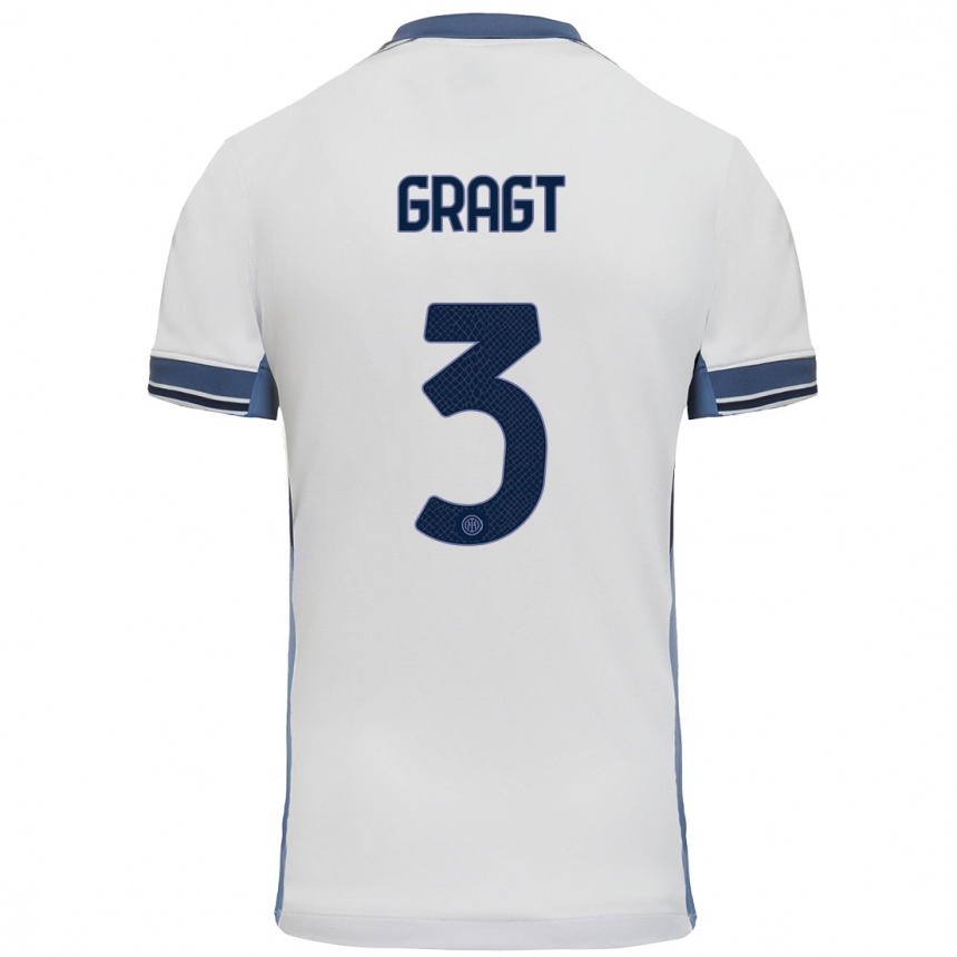 Kids Football Stefanie Van Der Gragt #3 White Grey Away Jersey 2024/25 T-Shirt