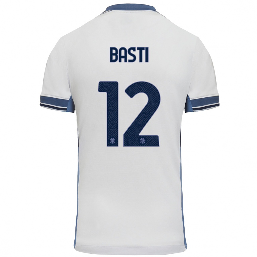 Kids Football Matteo Basti #12 White Grey Away Jersey 2024/25 T-Shirt