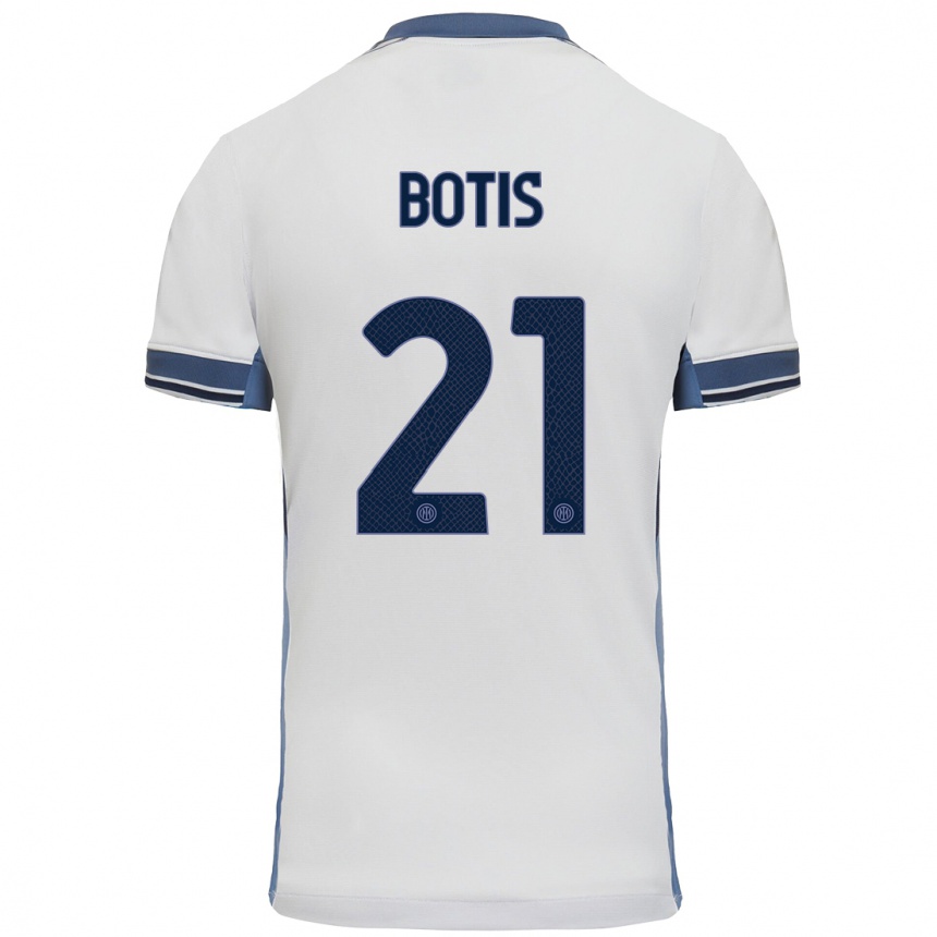 Kids Football Nikolaos Botis #21 White Grey Away Jersey 2024/25 T-Shirt