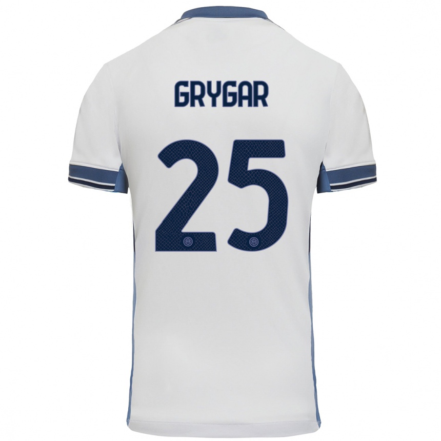 Kids Football Samuel Grygar #25 White Grey Away Jersey 2024/25 T-Shirt