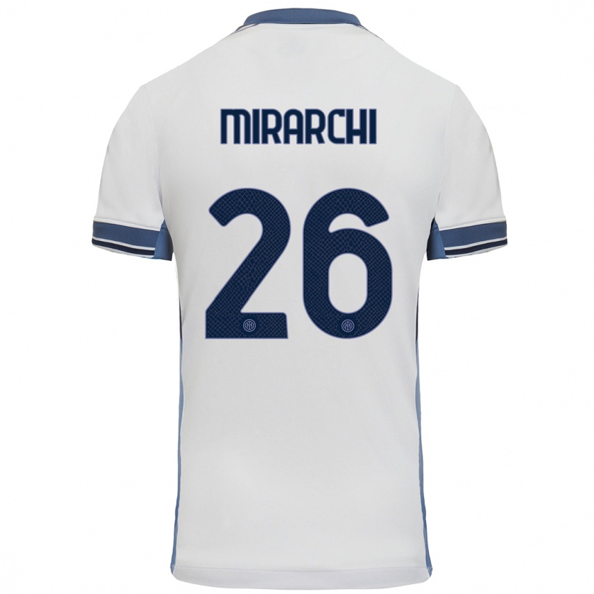 Kids Football Mattia Mirarchi #26 White Grey Away Jersey 2024/25 T-Shirt