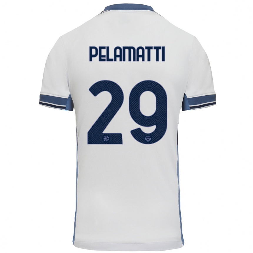 Kids Football Andrea Pelamatti #29 White Grey Away Jersey 2024/25 T-Shirt