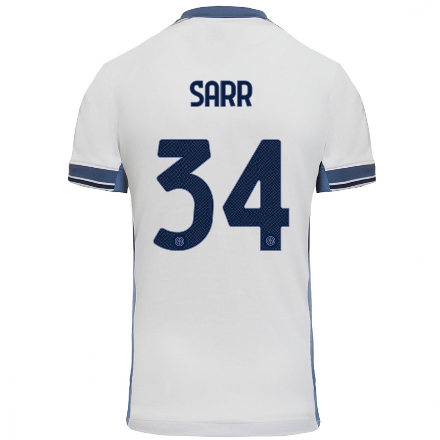 Kids Football Amadou Sarr #34 White Grey Away Jersey 2024/25 T-Shirt