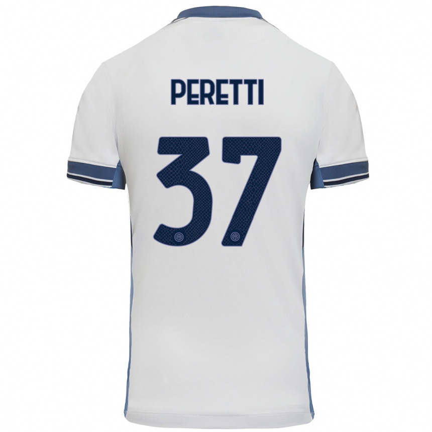 Kids Football Lorenzo Peretti #37 White Grey Away Jersey 2024/25 T-Shirt