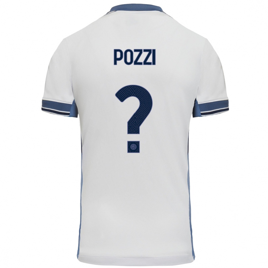 Kids Football Andrea Pozzi #0 White Grey Away Jersey 2024/25 T-Shirt