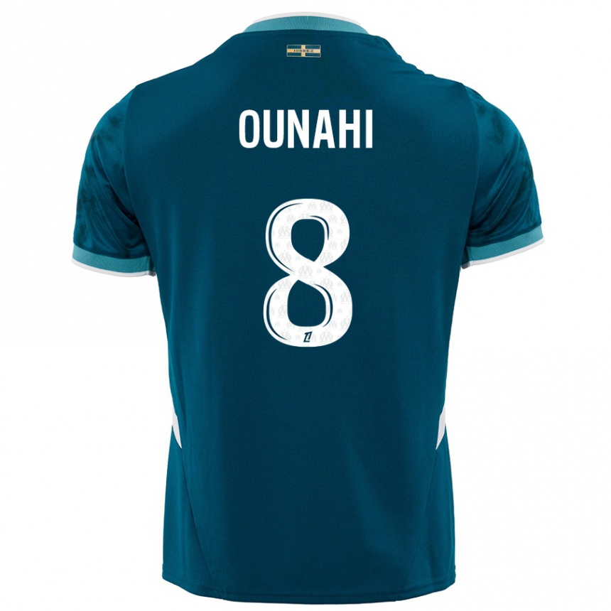 Kids Football Azzedine Ounahi #8 Turquoise Blue Away Jersey 2024/25 T-Shirt