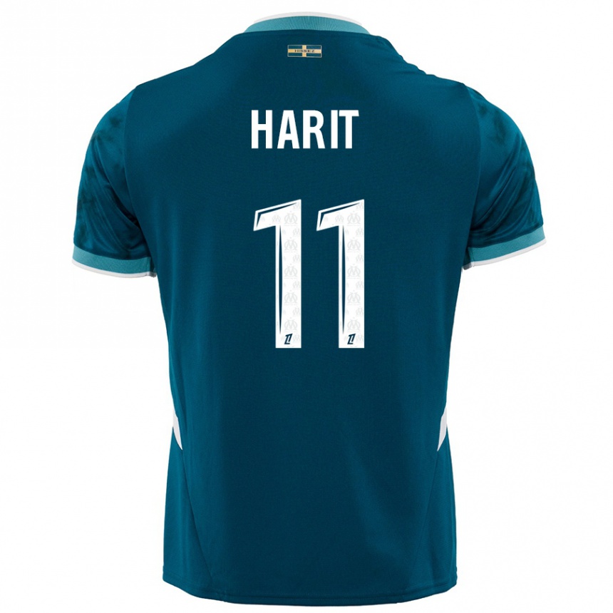 Kids Football Amine Harit #11 Turquoise Blue Away Jersey 2024/25 T-Shirt