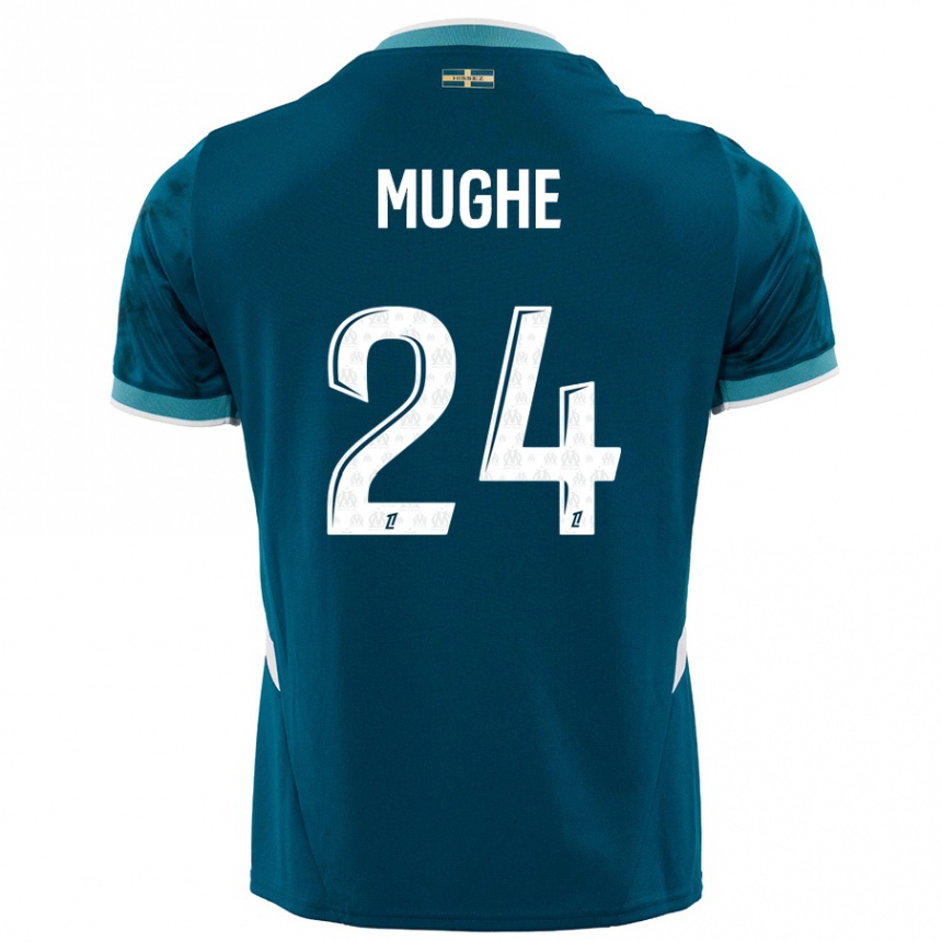 Kids Football François Mughe #24 Turquoise Blue Away Jersey 2024/25 T-Shirt