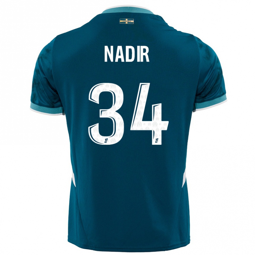 Kids Football Bilal Nadir #34 Turquoise Blue Away Jersey 2024/25 T-Shirt