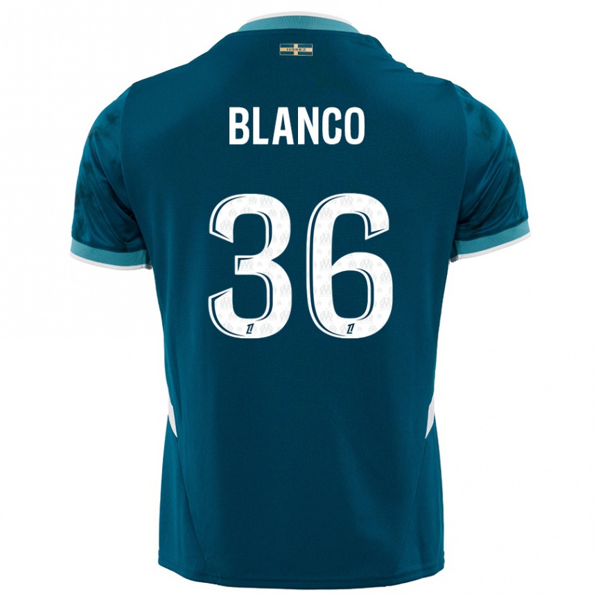 Kids Football Ruben Blanco #36 Turquoise Blue Away Jersey 2024/25 T-Shirt