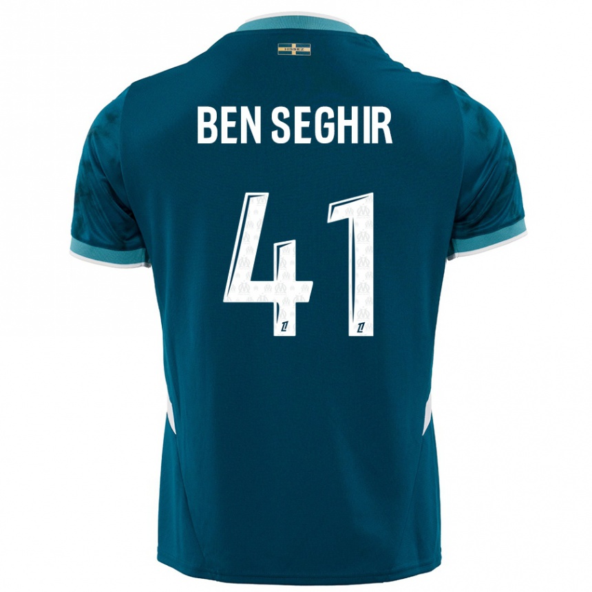 Kids Football Salim Ben Seghir #41 Turquoise Blue Away Jersey 2024/25 T-Shirt