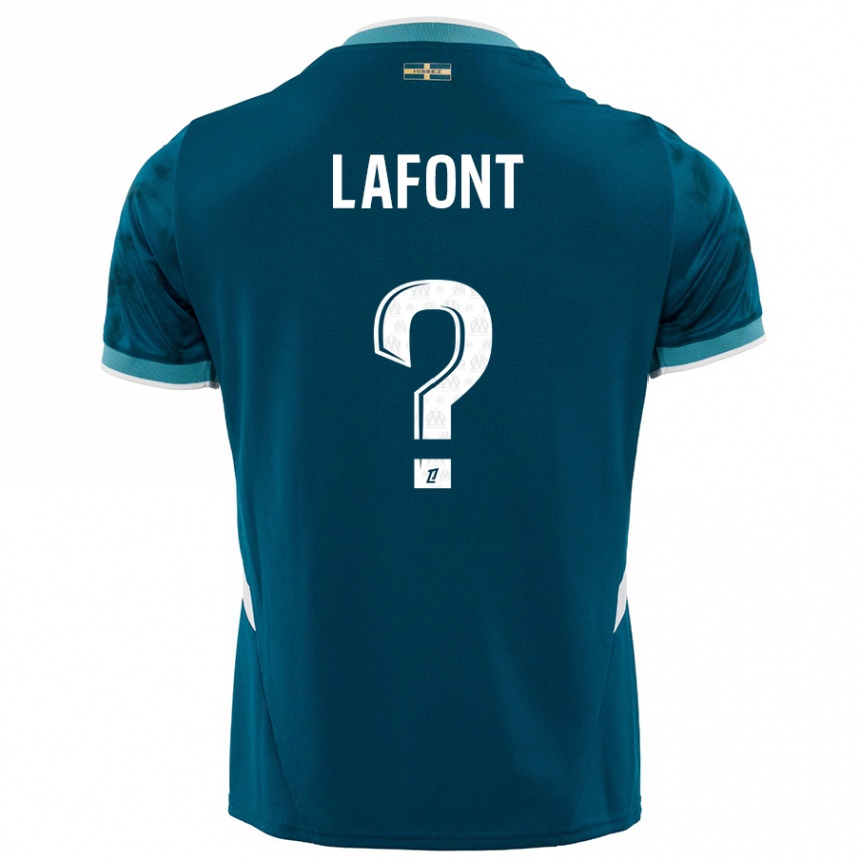 Kids Football Gaël Lafont #0 Turquoise Blue Away Jersey 2024/25 T-Shirt