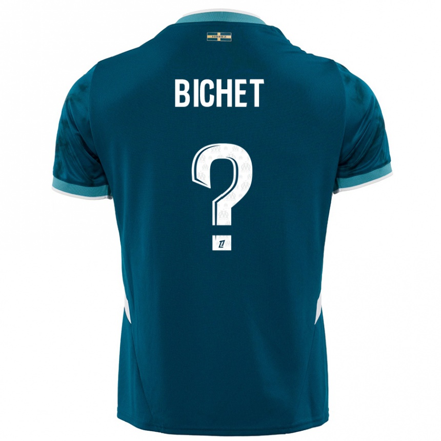 Kids Football Tristan Bichet #0 Turquoise Blue Away Jersey 2024/25 T-Shirt