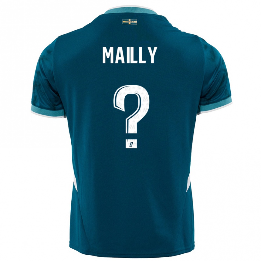 Kids Football Evan Mailly #0 Turquoise Blue Away Jersey 2024/25 T-Shirt